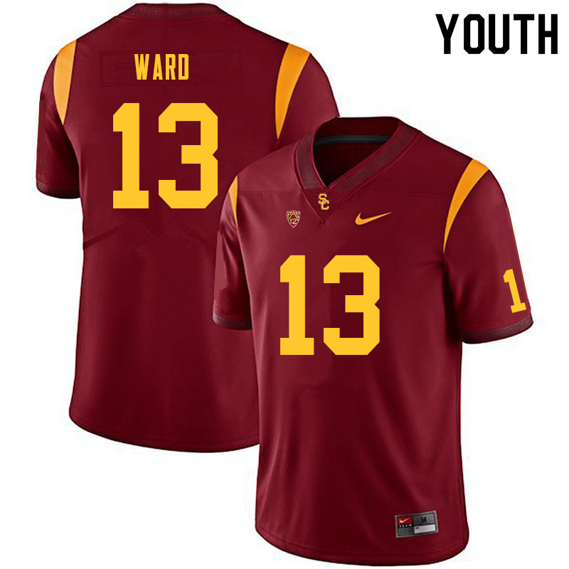 Youth #13 Isaac Ward USC Trojans College Football Jerseys Sale-Cardinal